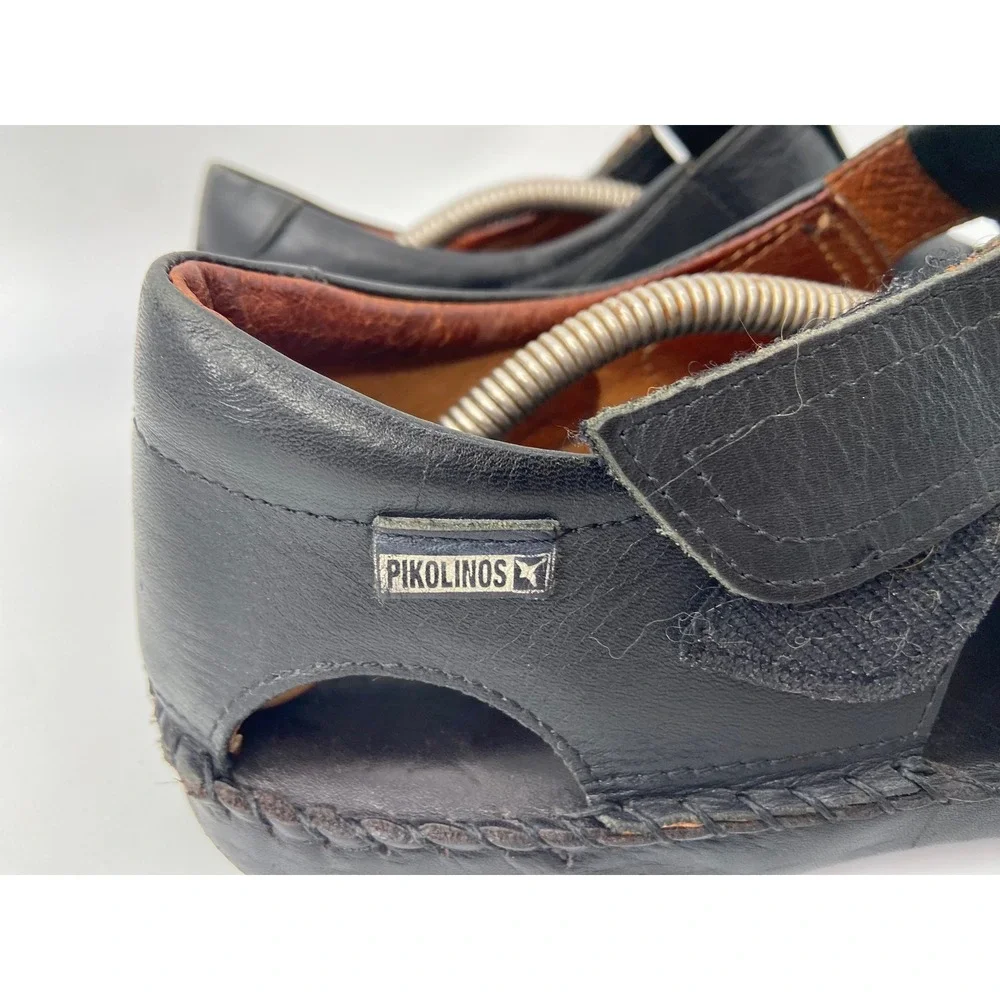 Pikolinos Fisherman Sandals Mens EU 45 US 11.5 Black Tarifa Casual Leather Spain
